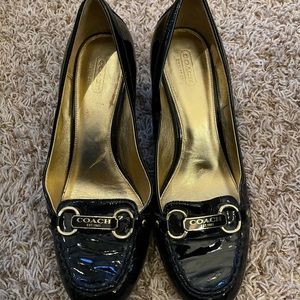 Black leather Coach dress shoes